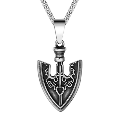 1pc Fashion Shield & Sword Design Men's Titanium Steel Pendant Necklace