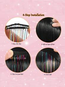 時尚聚會聖誕新年禮物女士頭髮閃爍條12入包裝,20英寸夾式彩色閃光柔順髮絲,節日禮物閃爍童話髮片派對迷人髮飾(20英寸12入,彩色)