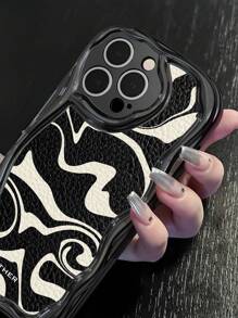 1 件黑色 3D 波浪纹 手机壳，适用于 15 Pro Max，防震手机壳，适用于 15 Plus，黑白表带设计手机壳，适用于 Galaxy A14，防水防摔防刮 - 彩色 - 查看 5