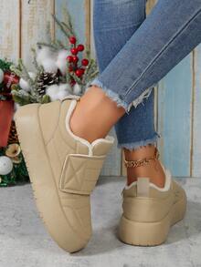 2023 Mới Đúng mốt Và Thoải mái Quý cô Nền tảng Giày thể thao Với Nêm Giày cao gót - Màu be - Xem 4