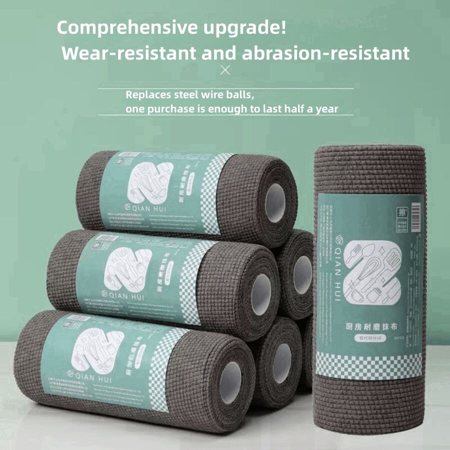 1 Cuộn 25 Chiếc Khăn Lau Nhà Bếp Dây Thép Chống Trượt Khăn Lau Rửa Bát Dùng Một Lần, Thay Thế Cho Len Thép, Không Trầy Xước, Không Dính, Có Thể Sử Dụng Trong Nửa Năm - Một cuộn giẻ lười màu xám - Xem 1