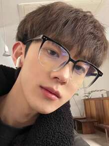1pair Men Ombre Geometric Frame Fashion Glasses For Daily Life Elegant Shades Accessories - Black - View 3