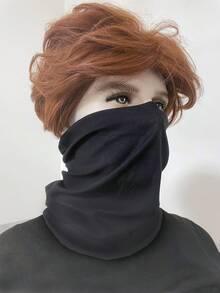 防曬抗UV 1入組/袋戶外運動無縫圓織純色男女騎行釣魚頭巾風沙保護防曬降溫口罩頸套頭巾 - 黑色 - 查看 3