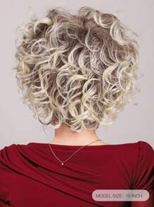 短波浪深棕色帶金髮 80 年代主題派對蒂娜服裝女式萬聖節假髮 - 間色 - 查看 2