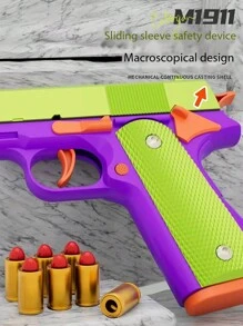 1pc M1911 Colt Toy Gun, Semi-auto+hammer Moving Toy Gun, Blowback System/empty-hanging Feature/auto Reset, Decompression Carrot Toy Gun - Multicolor - View 5