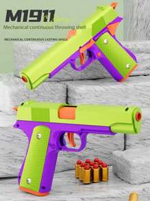 1pc M1911 Colt Toy Gun, Semi-auto+hammer Moving Toy Gun, Blowback System/empty-hanging Feature/auto Reset, Decompression Carrot Toy Gun - Multicolor - View 4