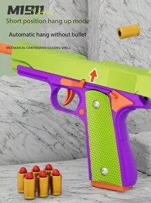1pc M1911 Colt Toy Gun, Semi-auto+hammer Moving Toy Gun, Blowback System/empty-hanging Feature/auto Reset, Decompression Carrot Toy Gun - Multicolor - View 6