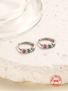 1 對純銀 S925 銀色方晶鋯石女士耳釘,多功能時尚女士珠寶禮物