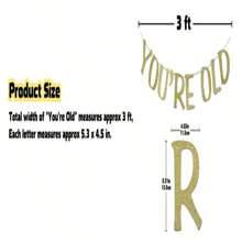 1pc 'holy You're Old' Gold Glitter Banner Sign For 30th 40th 50th 60th 70th 80th 90th Funny Birthday Party Decoration Photo Booth Props,Christmas