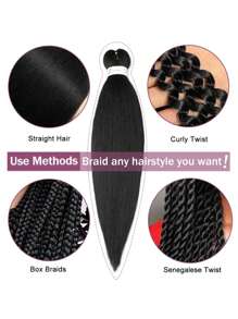 Pre stretched woven hair extension 26 inch knot free box braid professional synthetic crochet woven natural EZ braid black wine hair bundle - Multicolor - View 7