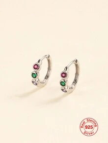 1 對純銀 S925 銀色方晶鋯石女士耳釘,多功能時尚女士珠寶禮物