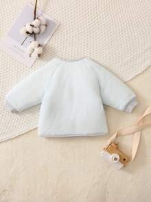 嬰兒男孩厚濃烈香調側繫帶上衣適用於秋冬 - 藍色 - 查看 2