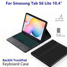 Backlit TrackPad Keyboard Case Compatible With Galaxy Tab S6 Lite 10.4 Inch P610 P613 P615 P618 P619 A8 10.5 Inch X200 X205 Tab S7/S8/A9+ 11'' T870 T875 X700 X706 X210 X216 X218 Tablet Magnetic Separation Smart TouchPad Backlight Keyboards Cover Spanish English Arabic - Black-English layout - View 1