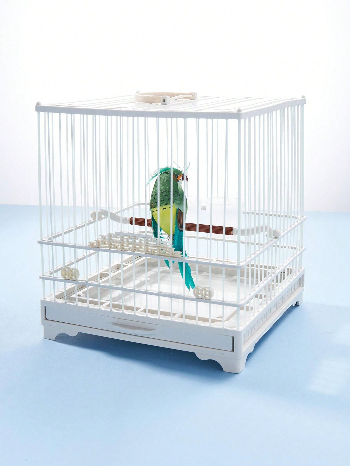 1Pc white Hanging Bird Cage,Bird Display Cage Parrot Cage with Base