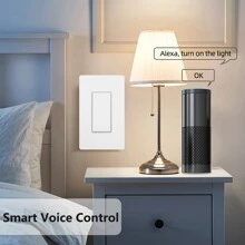 Smart Light Switch 2.4GHz WiFi Panel American Standard Switch Wireless Lighting Control Through The Smart Life 0r Tuya Smart APP, Compatible With Alexa, Assistant Voice Control, Customized Switch, Remote Control, Timer Switch, 1pc 10A - White - View 2