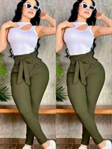 Pantalon de vestir de moño - Verde militar - Ver 2