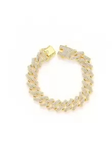 1條男士合金15mm項鍊-歐美風格雙排全鑲鑽棒型吊墜項鍊 - 金色 - 查看 10