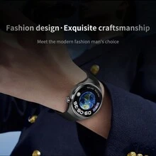 新款智能手錶,帶通話功能,1.53英寸360*360高清圓形全觸摸屏,適用於ios和android智能手機,具有心率監測、血壓監測、睡眠監測、體溫檢測、天氣、海拔、計步、防水等功能電池壽命 - 黑色鋼錶帶 - 查看 4