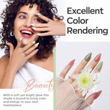 Modelones 6 Colors Poly Nail Gel Set, 2023 Summer Sunny Poly Nail Extension Gel Colors Tubes Kit Glitter Pastel Nude Coral Green Light Blue Neutral Collection All Seasons Professional Manicure Salon At Home - 彩色 - 查看 3