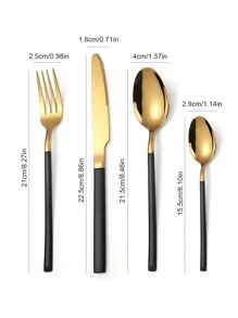 16 件套不銹鋼刀叉勺餐具套裝,適合家庭廚房和餐廳牛排晚餐 - 彩色 - 查看 3