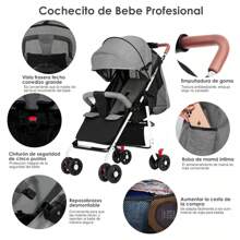 Foldable Baby Cane Stroller Reclining Stroller - 灰色 - 查看 7