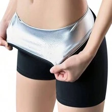 Yoga Cao eo Tắm hơi Mồ hôi Nóng Yoga Quần short , Mùa hè Siêu mỏng Thoáng khí Đàn hồi Tắm hơi Quần , Giải phóng Của bạn - Bạc - Xem 2