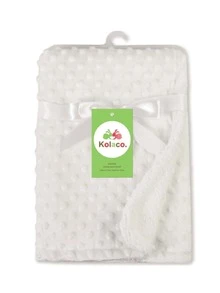 1 件超柔软新生儿圆点毯、襁褓毯、婴儿车罩、空调毯，适合婴儿男孩和女孩，四季皆宜 - 灰色 - 查看 2