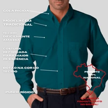 Blusa Social Microleve Manga Longa Passa Fácil Camisa Masculina Social Camiseta Masculina - Azul petróleo - Visão 4