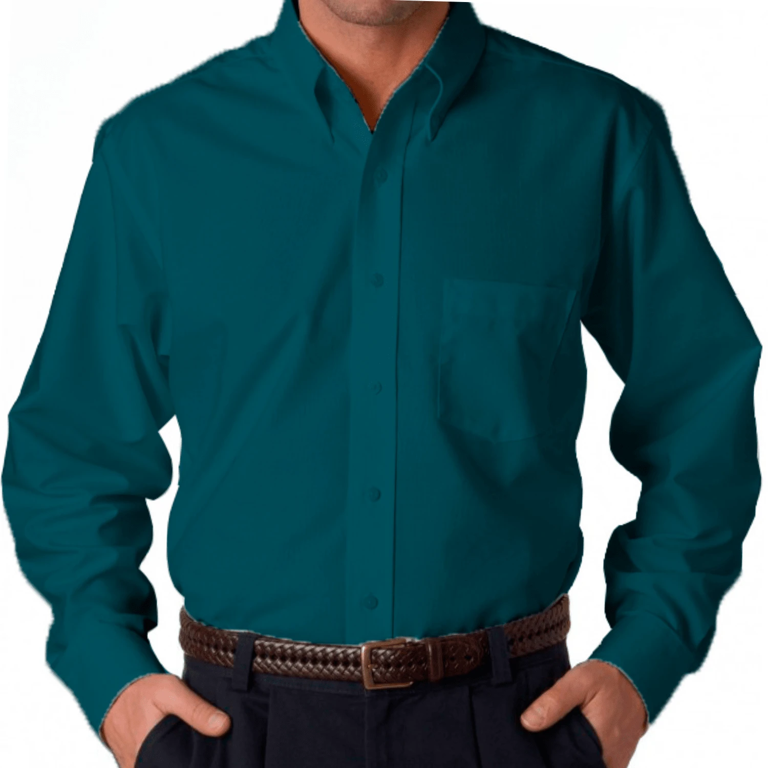 Blusa Social Microleve Manga Longa Passa Fácil Camisa Masculina Social Camiseta Masculina - Azul petróleo - Visão 1