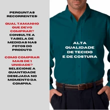Blusa Social Microleve Manga Longa Passa Fácil Camisa Masculina Social Camiseta Masculina - Azul petróleo - Visão 3