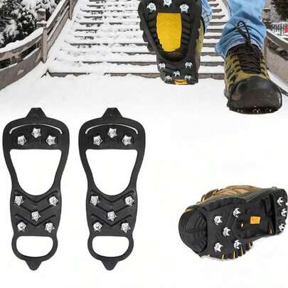 1 对户外 8 齿防滑冰爪，适合男士、女士、老年人，轻质硅胶雪地抓握器，适用于冰面、沙滩必需品、游泳游戏 - 万圣节