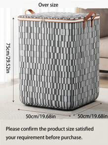 1pc Gray Large Capacity Foldable Clothing Storage Box For Home Organization, Seasonal Clothes School Organizer Bags Teacher Storage Bags - Grey - View 2