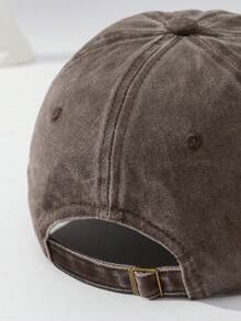 1入組男女皆可,動物圖案印花洗水復古棒球帽,適合日常穿著 - 咖啡棕 - 查看 3