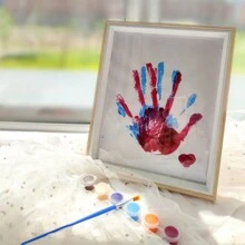 1pc 10-Inch Diy Baby Handprint Frame For Couples With Simple Display Stand & Wall Mount, Ideal Valentine'S Day Gift - Multicolor - View 1