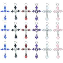 30pcs/pack Mixed Style Zinc Alloy Oil Drip Cross Pendant, Jesus Pendant, Jewelry Making Component For Necklace And Bracelet - Multicolor - View 1