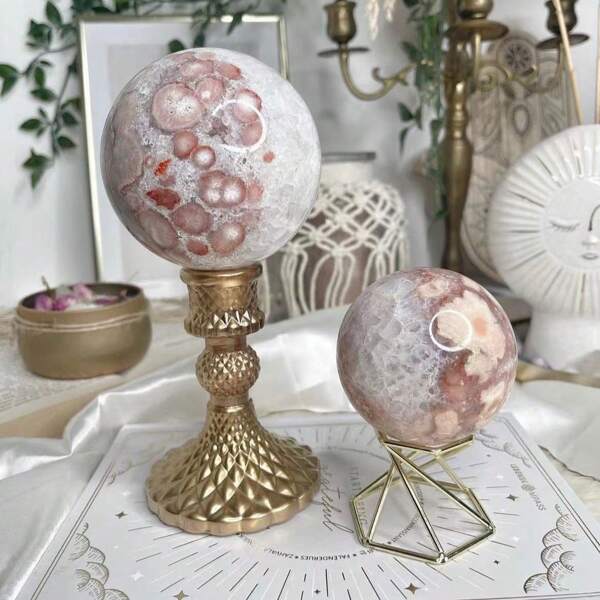 1 stuk Natuurlijk Roze Paars Amethist Bloem Agaat Druzy Bal , Bloem Agaat Natuurlijk kristal Paars Kersbloesem , Kristal Amethist Kristallen bol , Reiki Healing Meditatie Energie Steen , Thuis Decoraties , Vakantiecadeaus Energie Steen , Thuis Decoraties , Vakantiecadeaus