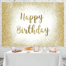 1 件，全新金色生日快乐背景布，用于摄影背景布，圣诞节 - 金色 - 查看 4