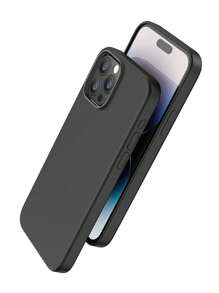 磁吸液態矽膠殼，支持 iPhone 15/15plus/15 Pro/15 Pro Max，並具有全鏡頭覆蓋，防震純色手機保護殼，可兼容磁吸充電 - 黑色 - 查看 1