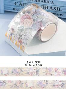 1pc Beautiful Blooming Flower Design Creative Combination Pet Decorative Washi Tape For Scrapbooking - Hot Pink - View 5