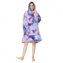 Vestido de dormir espesado con capucha para casa desgaste - Multicolor - Ver 4