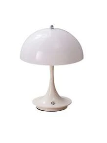 1 件白色奢華復古氛圍蘑菇形檯燈適用於臥室、書房、客廳裝飾,乳白色,可充電電池(北歐風格) - 白色 - 查看 1