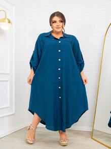Plus Size Dresses - 藍色 - 查看 4