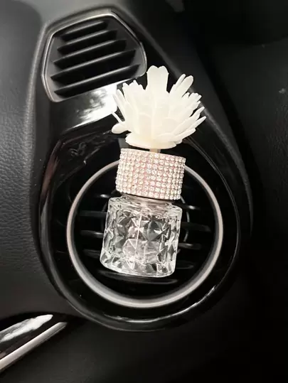 1pc Car Air Vent Mounted Rhinestone Decorated Perfume Bottle