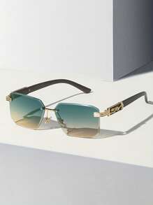 1pc Frameless Square Y2k Style Fashion Glasses - Ombre - View 1