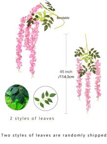 12 Cái/bộ Hồng Wisteria Nhân Tạo Hoa Treo, Liễu Cây Nho Vòng Hoa, Dây Hoa Lụa Cho Tiệc Cưới Ngoài Trời & Trang Trí Nhà Cửa - Hồng - Xem 3