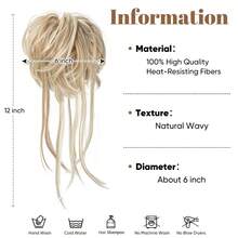 凌亂髮髻髮片捲髮髮髻延伸直尾髮圈馬尾假髮女式髒金髮