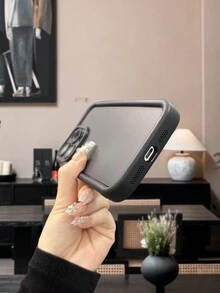 1pc Precision Hole Tpu & Bamboo Fiber Phone Case Compatible With Iphone - Black - View 4