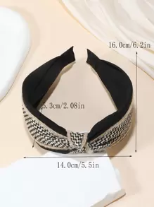 1pc Women's Multicolor Plaid Pattern Wide Headband, Suitable For Daily Use - Multicolor - View 4