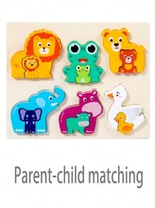 木質幼兒拼圖 1-3 歲,蒙特梭利玩具 1 2 3 歲男孩女孩,6 包動物、恐龍、親子和農場幼兒玩具禮物,適合 1 2 3 歲男孩女孩,學習教育學前玩具 - 彩色 - 查看 6