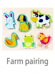 木質幼兒拼圖 1-3 歲,蒙特梭利玩具 1 2 3 歲男孩女孩,6 包動物、恐龍、親子和農場幼兒玩具禮物,適合 1 2 3 歲男孩女孩,學習教育學前玩具 - 彩色 - 查看 8